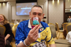 Michael with 25th Birthday cupcake